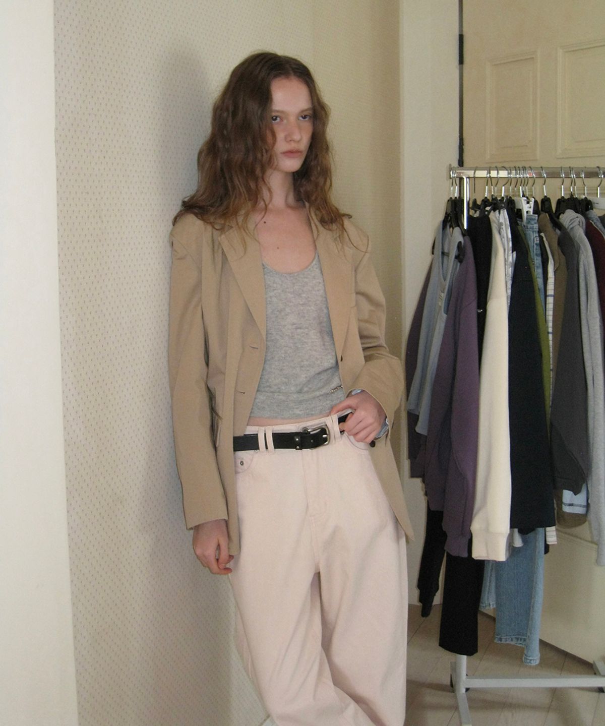어패럴아카이브(APPAREL ARCHIVE) Rivlet single cotton jacket - Beige