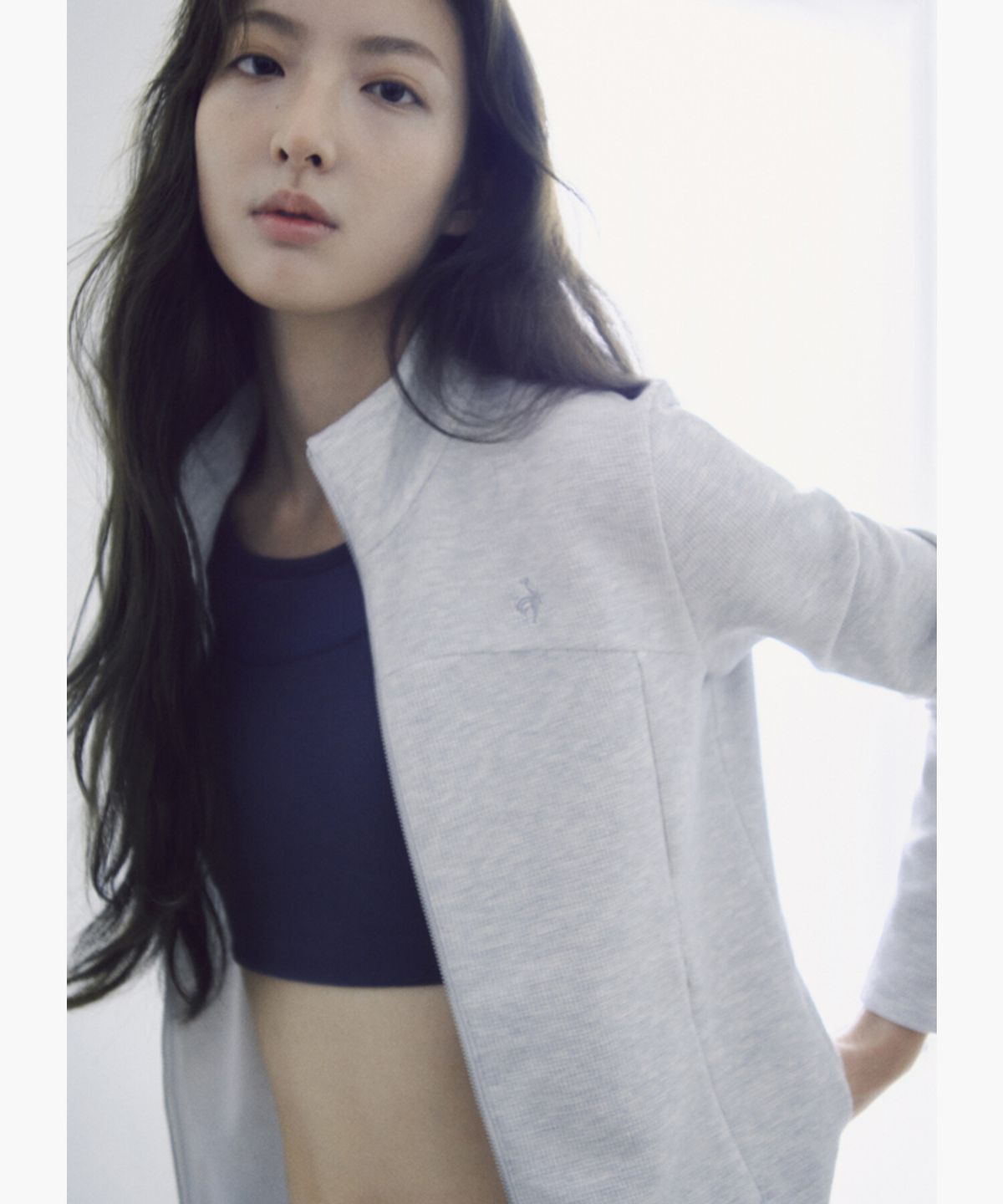 르꼬끄(LECOQ) 여성 소프트 와플 트랙탑 - 멜란지 QR322OFT81