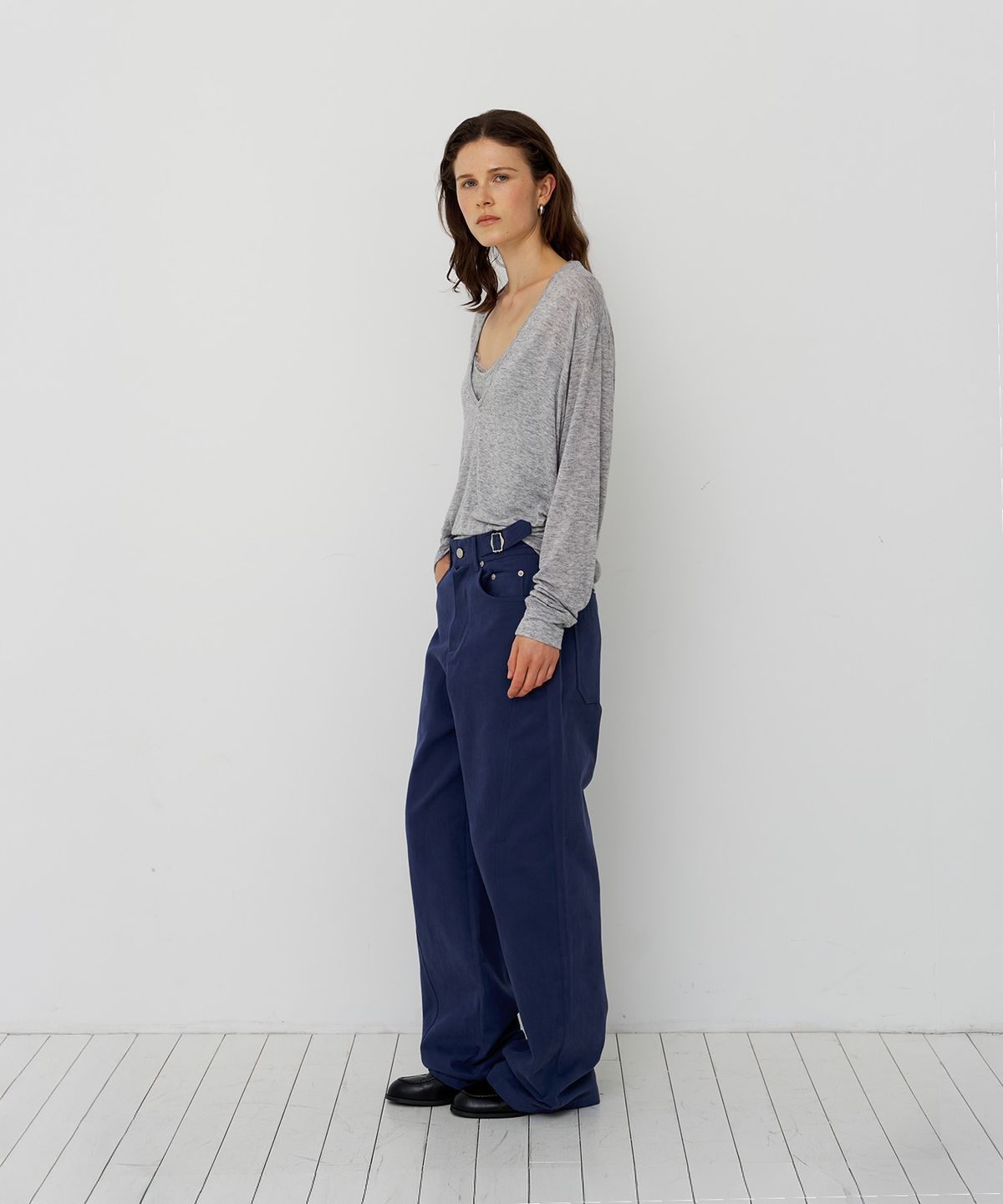 스르비(SELEVER) Buckle Washed Wide Pants_2 Color