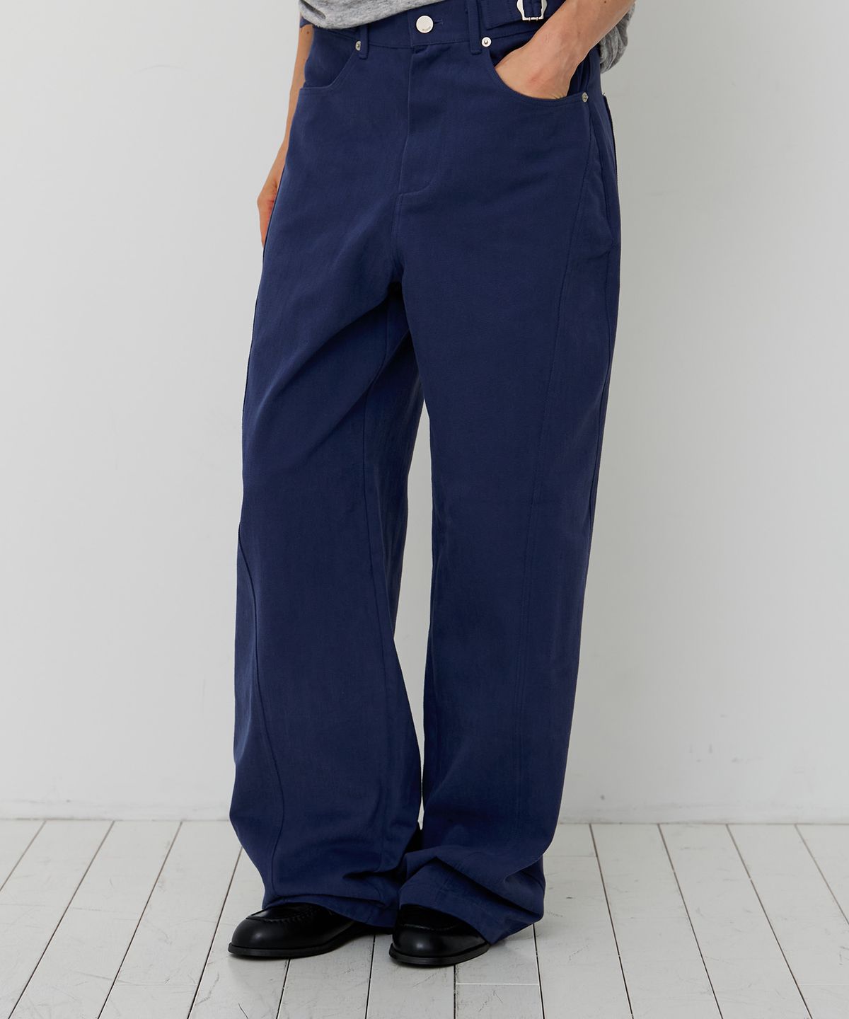 스르비(SELEVER) Buckle Washed Wide Pants_2 Color