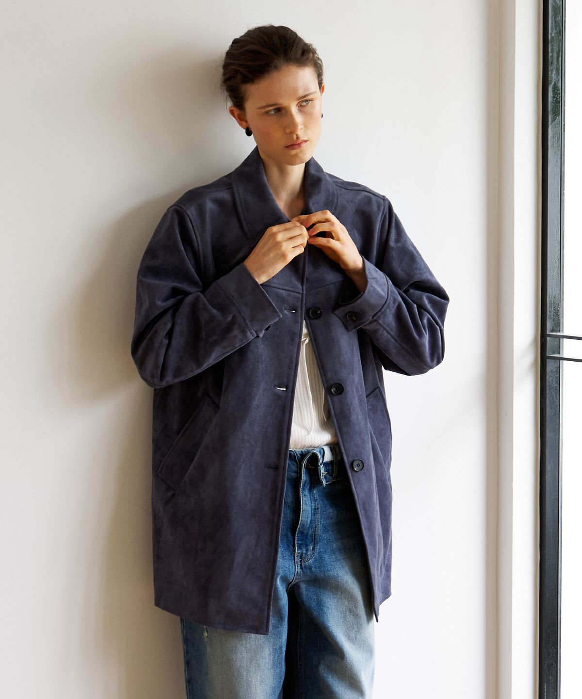 스르비(SELEVER) Dusk Suede Half Coat_2 Color
