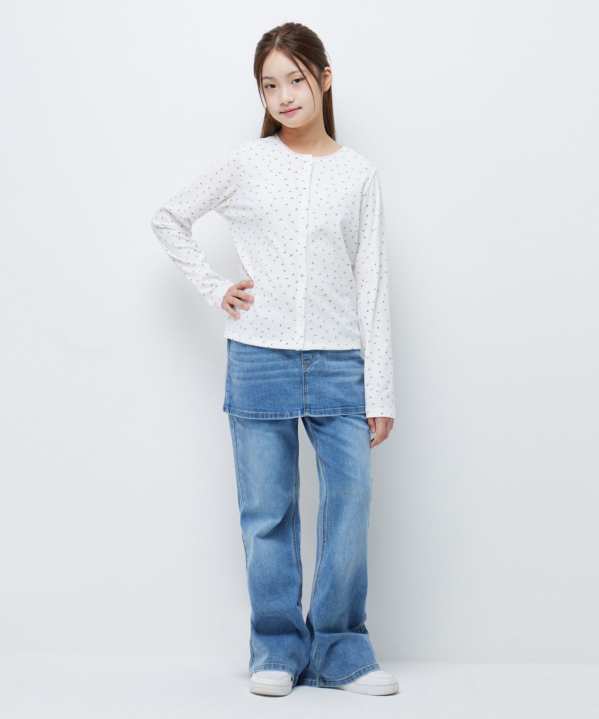 행텐 틴즈(HANGTEN TEENS) 틴즈 여아 스커트 레이어드 부츠컷 데님팬츠_294(14580-155-608-10)