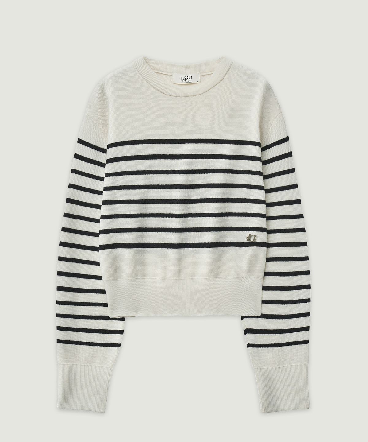 엘무드 우먼(LMOOD WOMEN) MARINE Wool Cotton Stripe Pullover Knit Off White