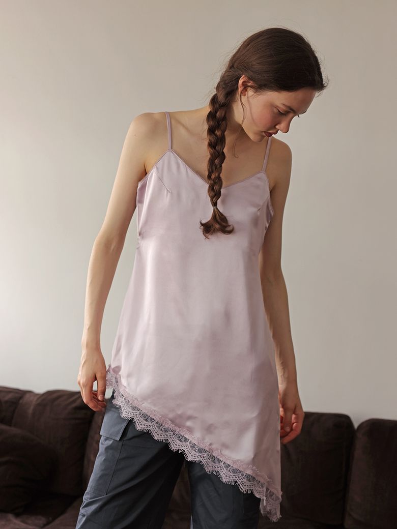 ROSALIE Satin Lace Sleeveless(로즐리)_SMOKE PINK