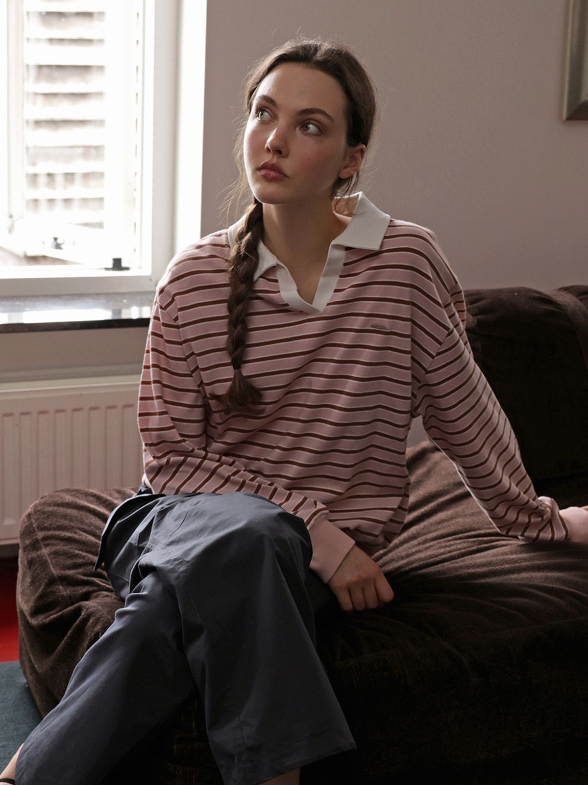 랭앤루(LANGNLU) SERIN Collar Sweatshirt(세린)_PINK