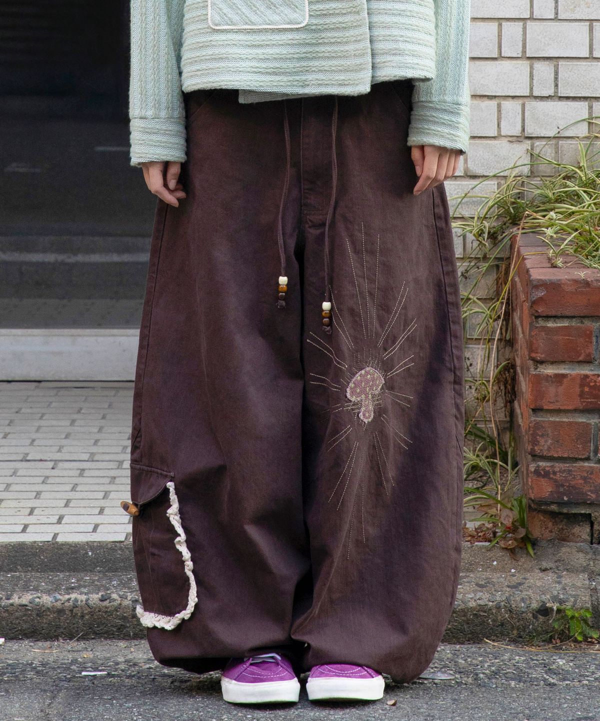 루나키후(RuNaKi'Hu') WXP104 츠기타비 레이스 벌룬 팬츠 (PLUM)