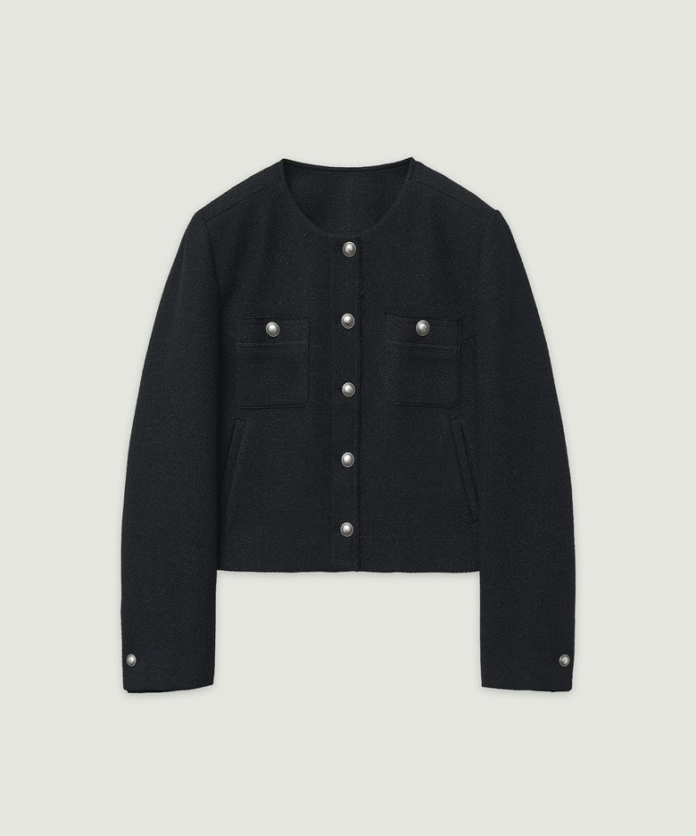 TWEEDY Collarless Button Detail Jacke D NAVY