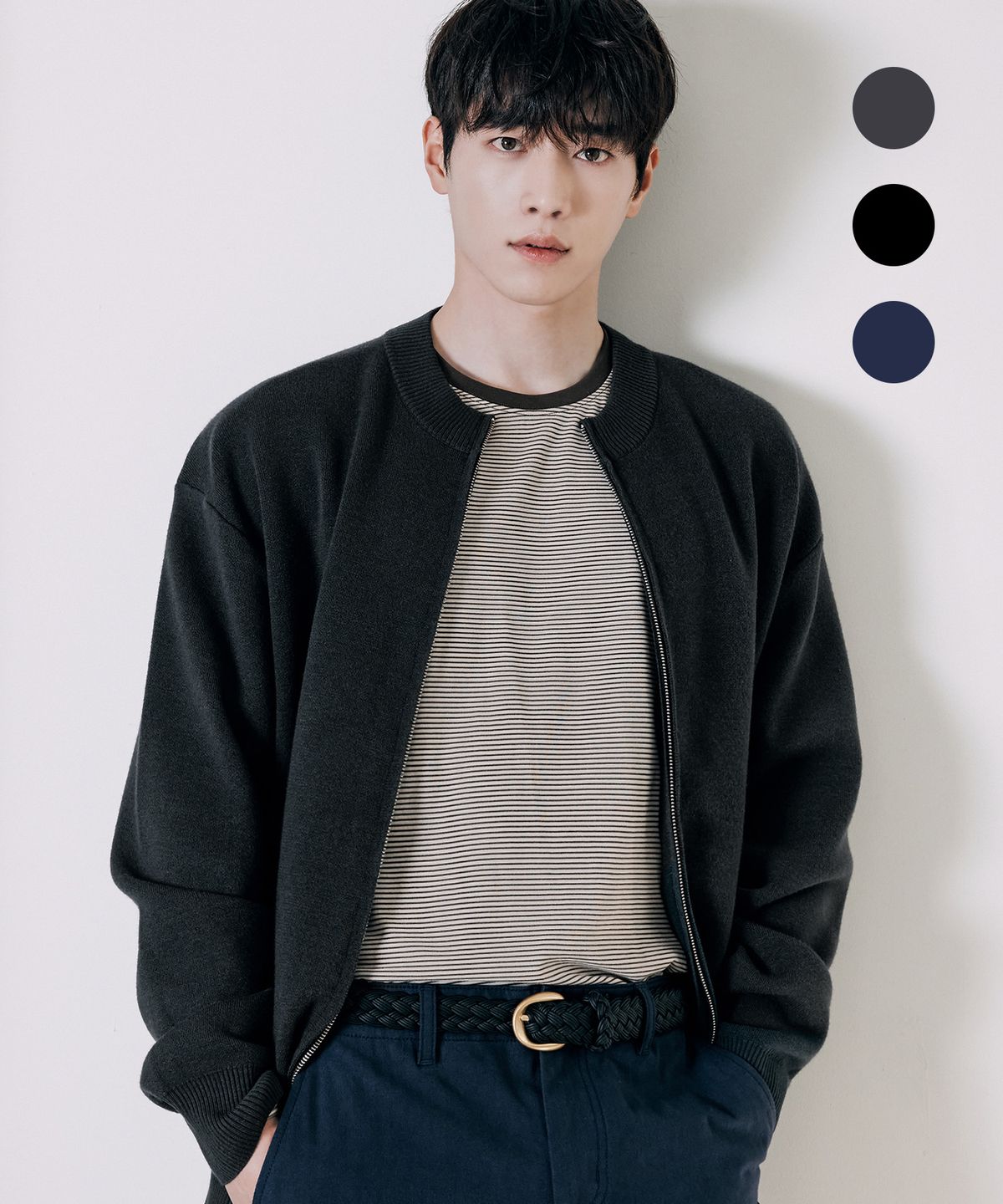 드로우핏(DRAW FIT) 워셔블 모크넥 투웨이 집업 니트 [3color]