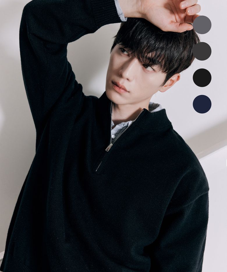[서강준 PICK] 울 모크넥 하프 집업 니트 [4color]