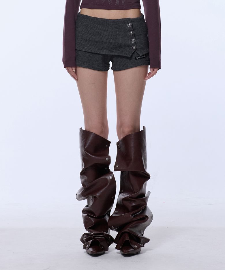 4-BUTTON KNIT SHORTS_CHARCOAL