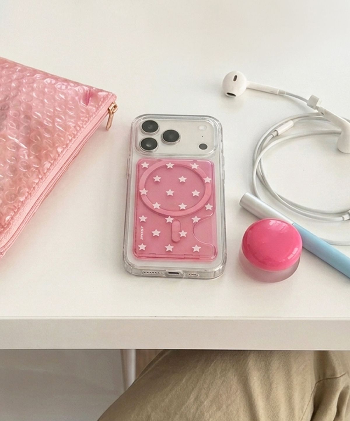 스위어(SWEEAR) PINK STAR CARD POCKET