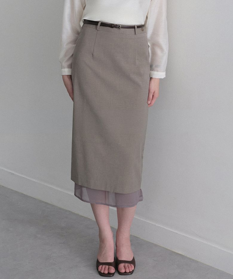 Les wool tr skirt (dark beige)