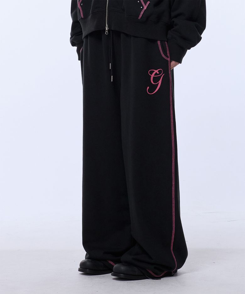 STITCHED SMALL LOGO SWEAT PANTS_BLACK