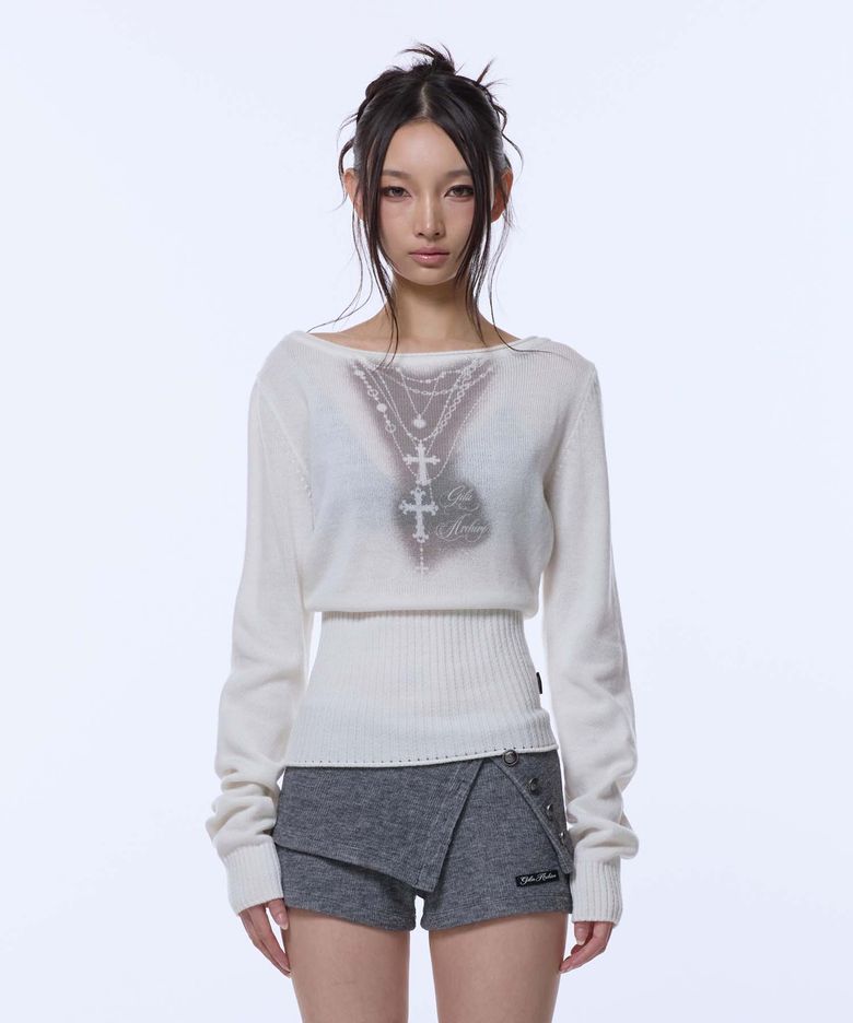 NECKLACE OFF SHOULDER KNIT_IVORY