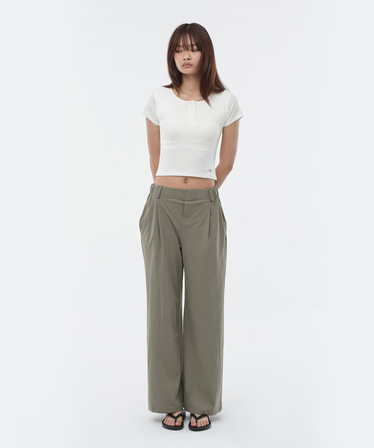 콘치웨어(CONCHWEAR) 사이드 셔링 밴딩 와이드 팬츠 (5colors)