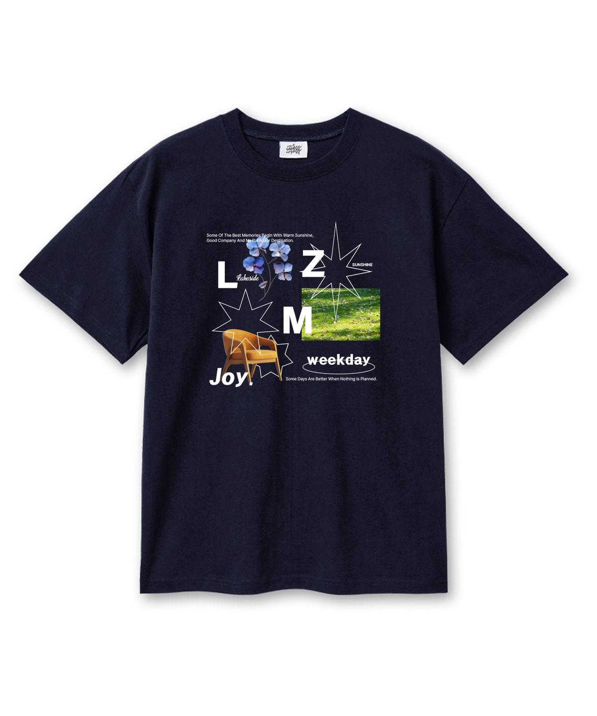 레이지메리(LAZYMERRY) 위크데이조이 20수 코튼 오버핏 반팔티셔츠 네이비