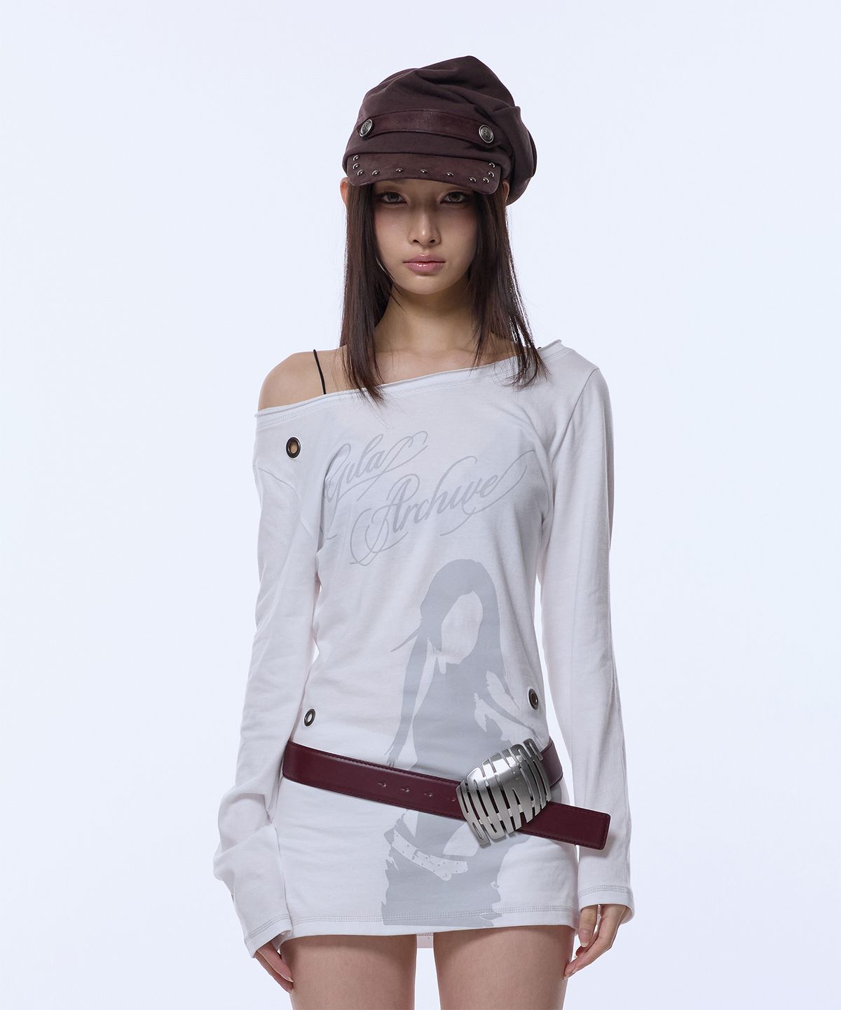길라아카이브(GILAARCHIVE) ONE SHOULDER EYELET LONG SLEEVE_WHITE