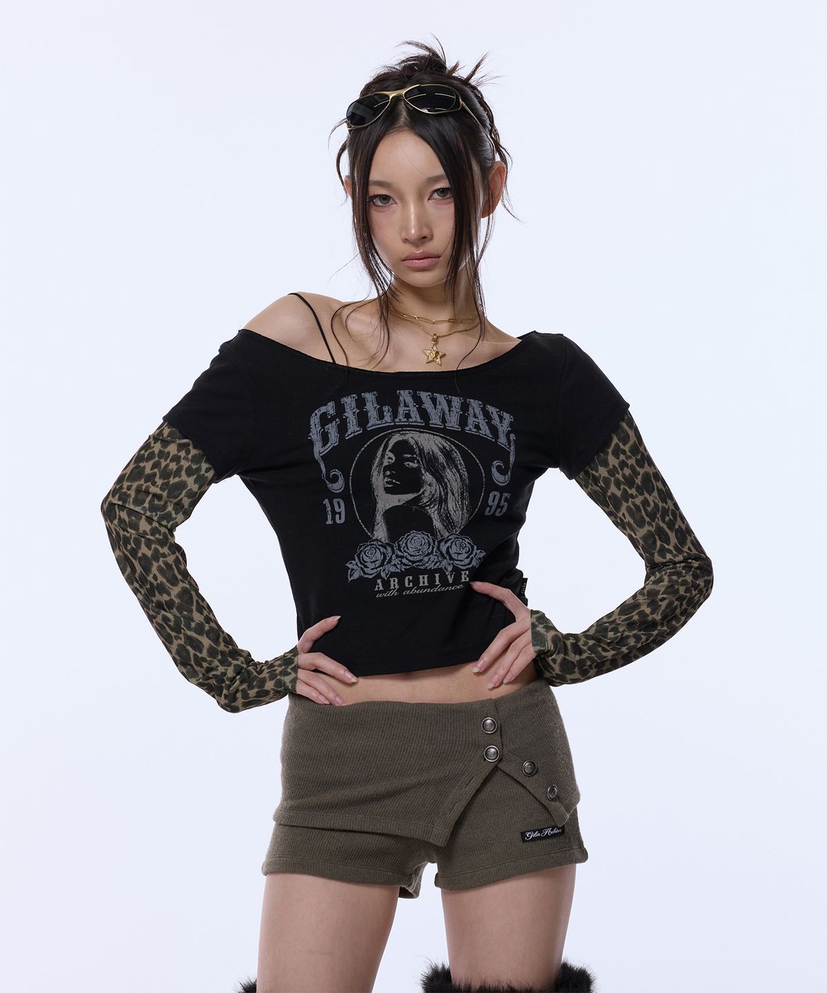 길라아카이브(GILAARCHIVE) RUNAWAY GIRL LEOPARD LONG SLEEVE_BLACK
