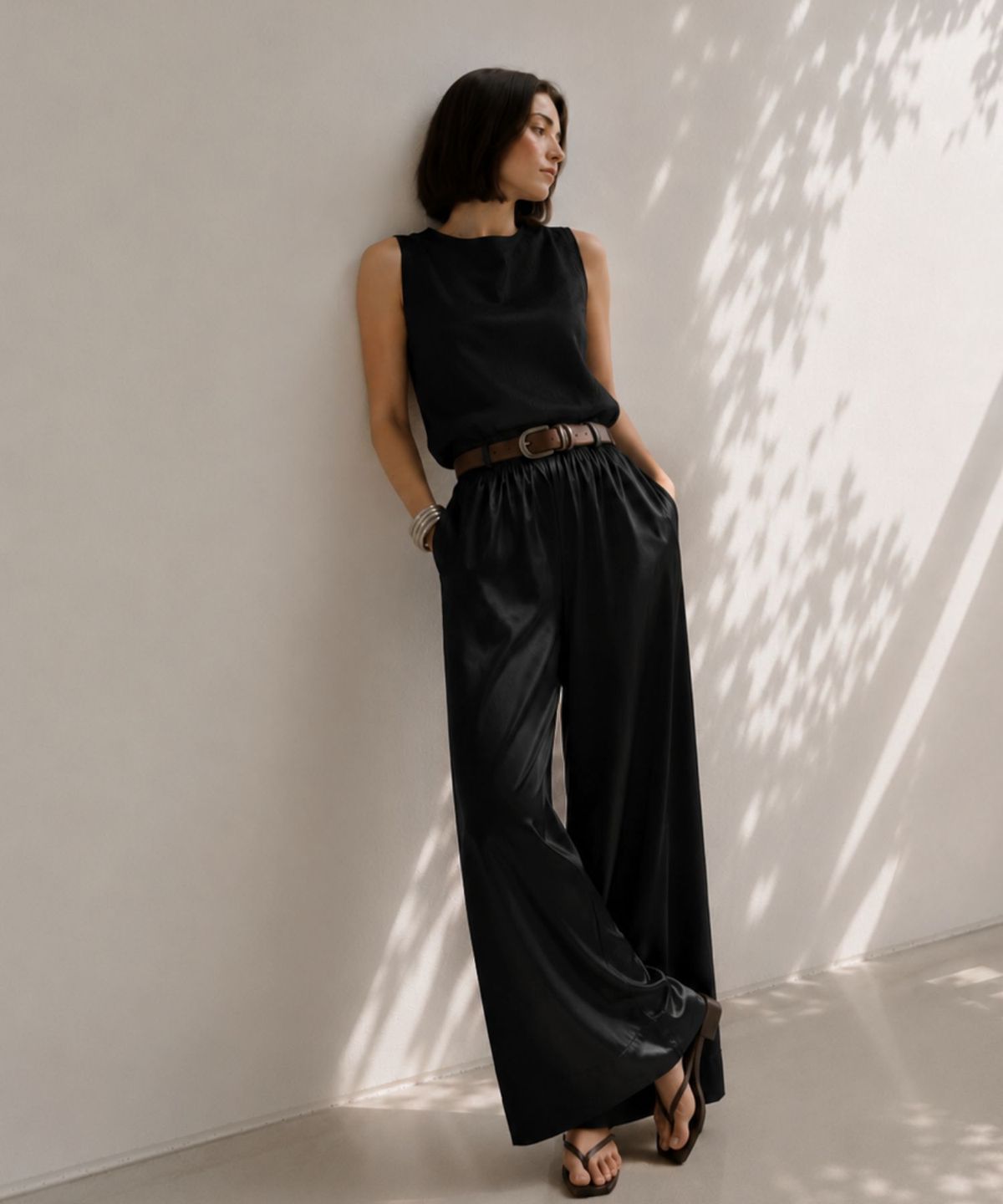 블랙크러쉬(BLACRUSH) Silky Satin Easy Pants / 블랙