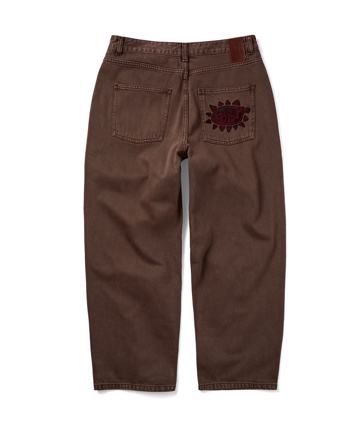 예스아이씨(YESEYESEE) Flower Rivet Denim Pants Brown