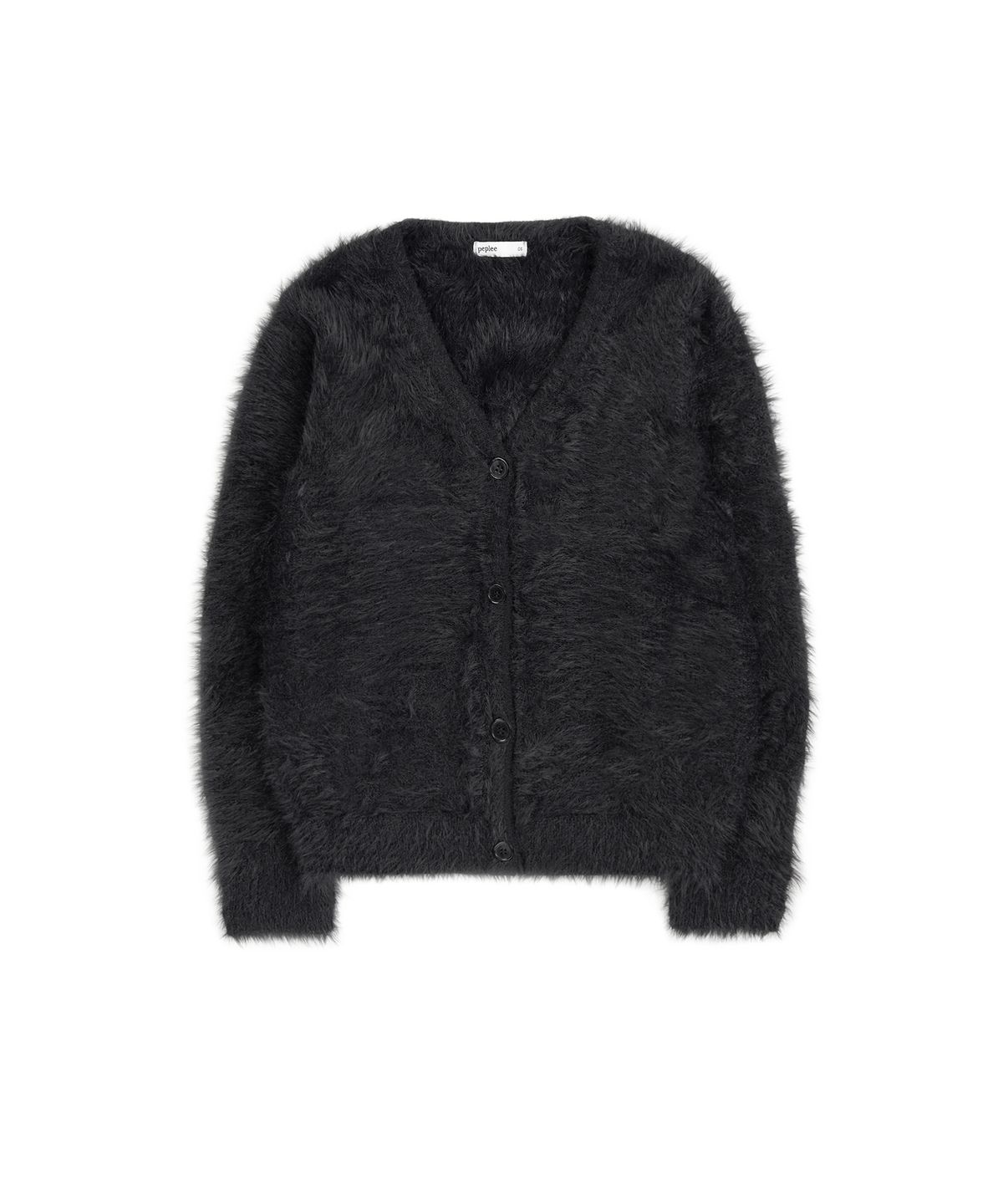페플리(PEPLEE) V-neck Fur Cardigan (Black)