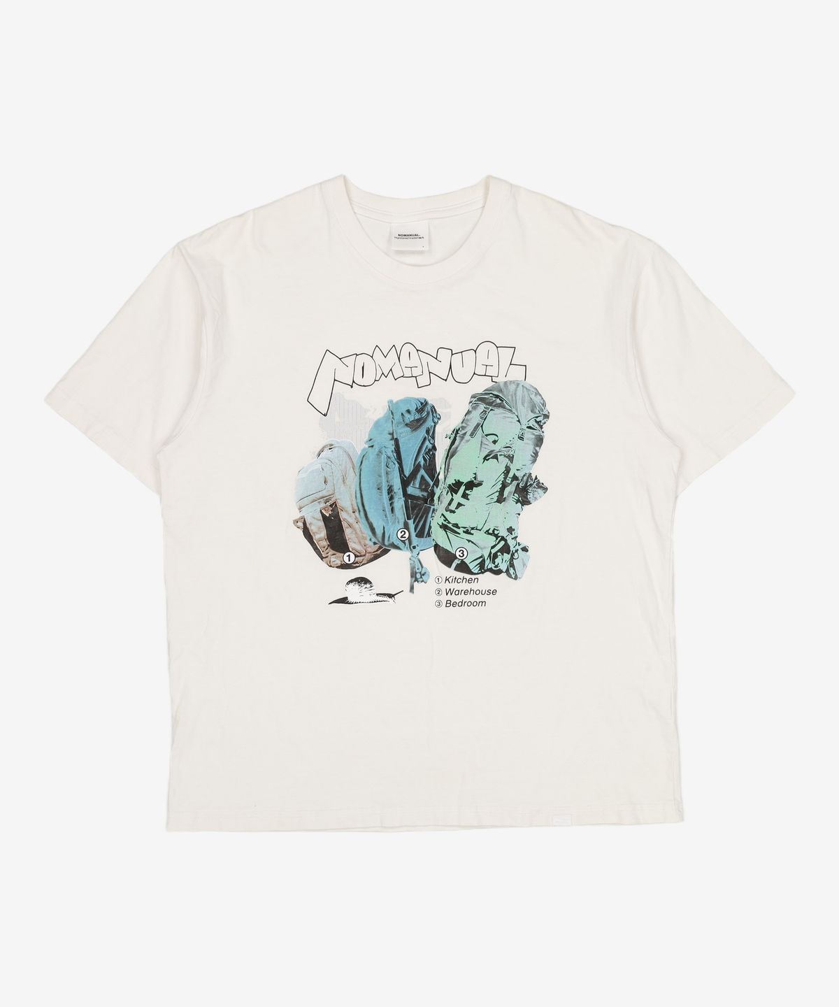 노매뉴얼(NOMANUAL) BACKPACK T-SHIRT - WHITE M
