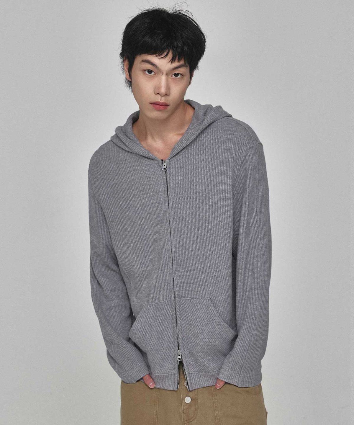 기철(KICHUL) Mono Knit Zip Hoodie (Grey)