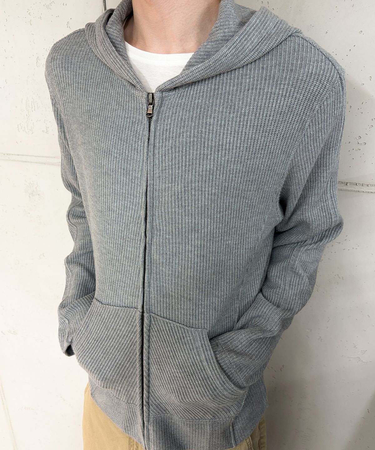 기철(KICHUL) Mono Knit Zip Hoodie (Grey)
