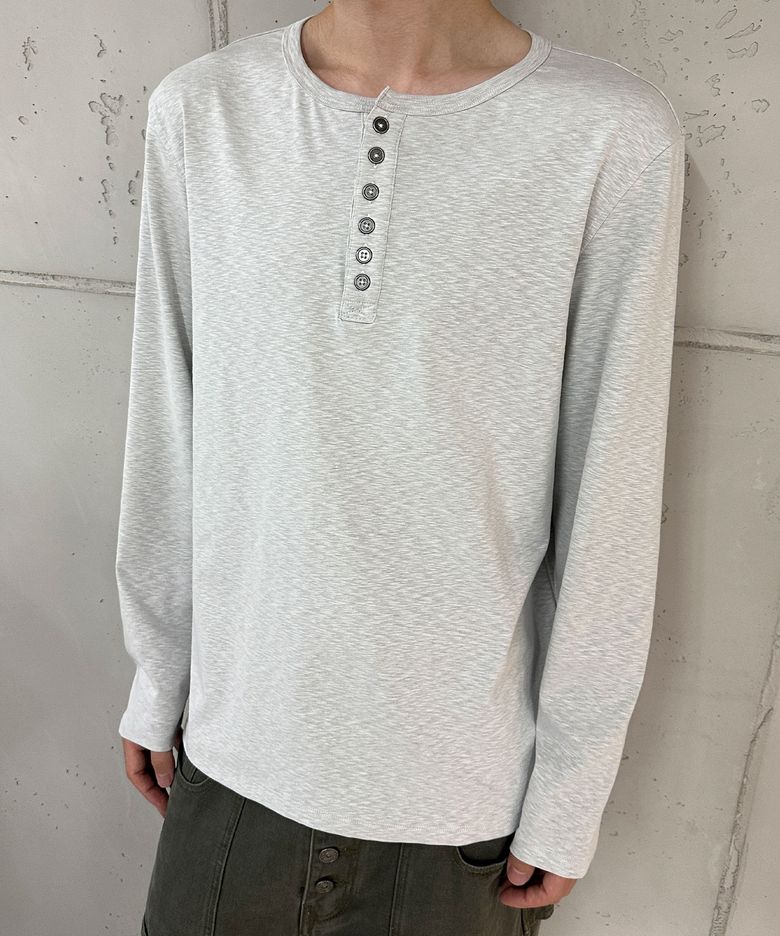 Slub Henley Long Sleeve (Melange Grey)