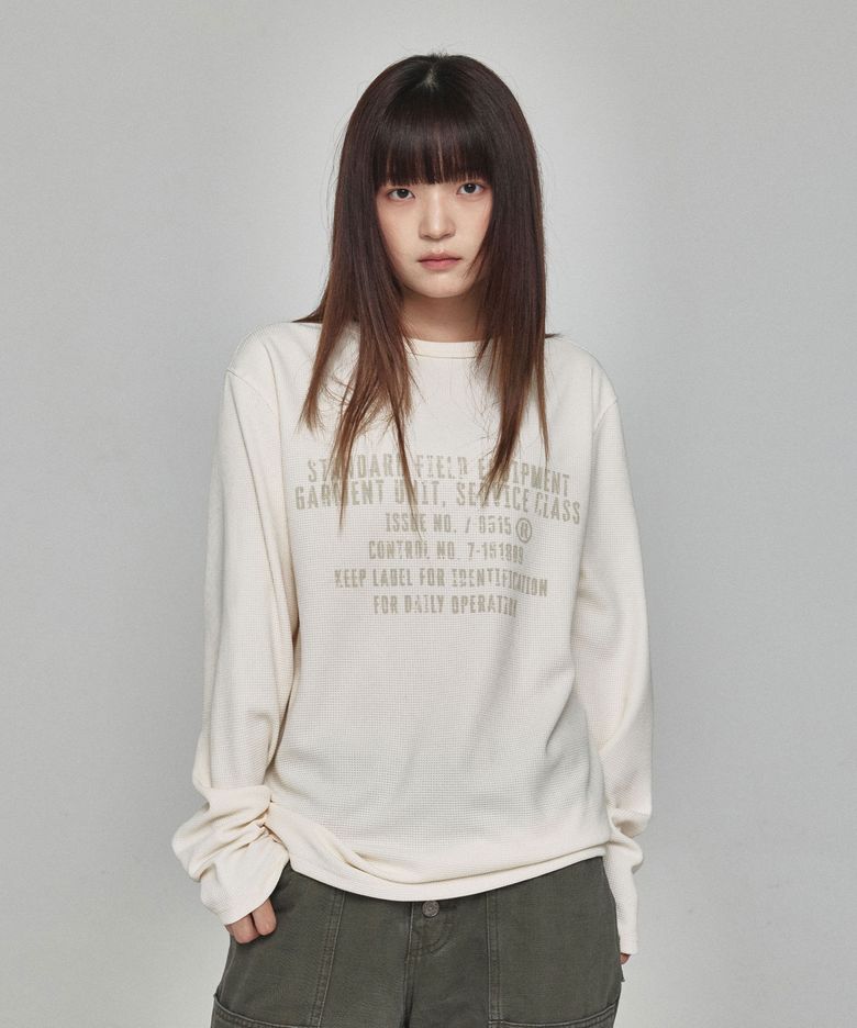 Label Waffle Long Sleeve (Ivory)