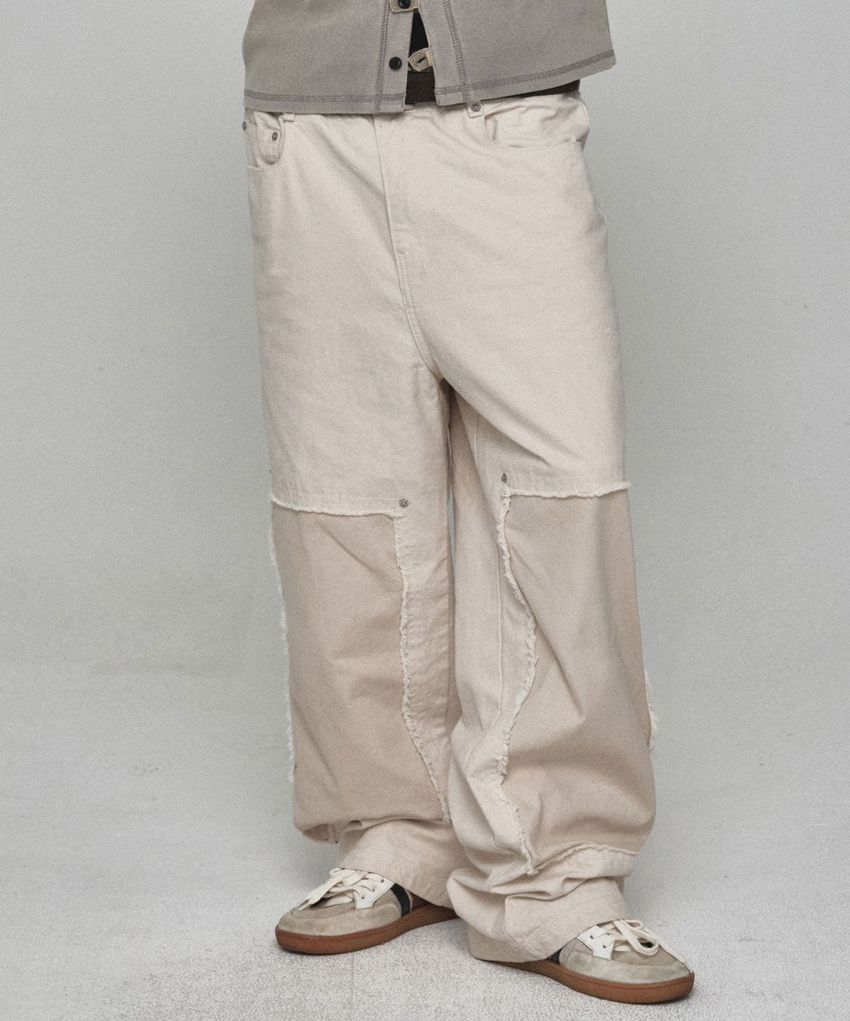 기철(KICHUL) Slash Double Knee Pants (Ivory)