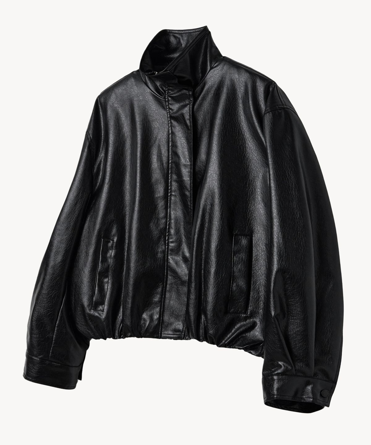 레이디 볼륨(LADY VOLUME) 9245 하이넥 레더 블루종 (BLACK)