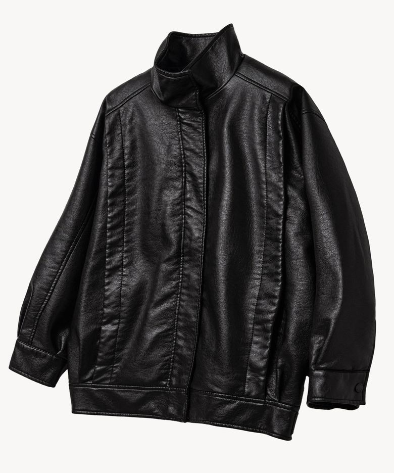 9241 오버사이즈 워시드 레더 자켓 (BLACK)