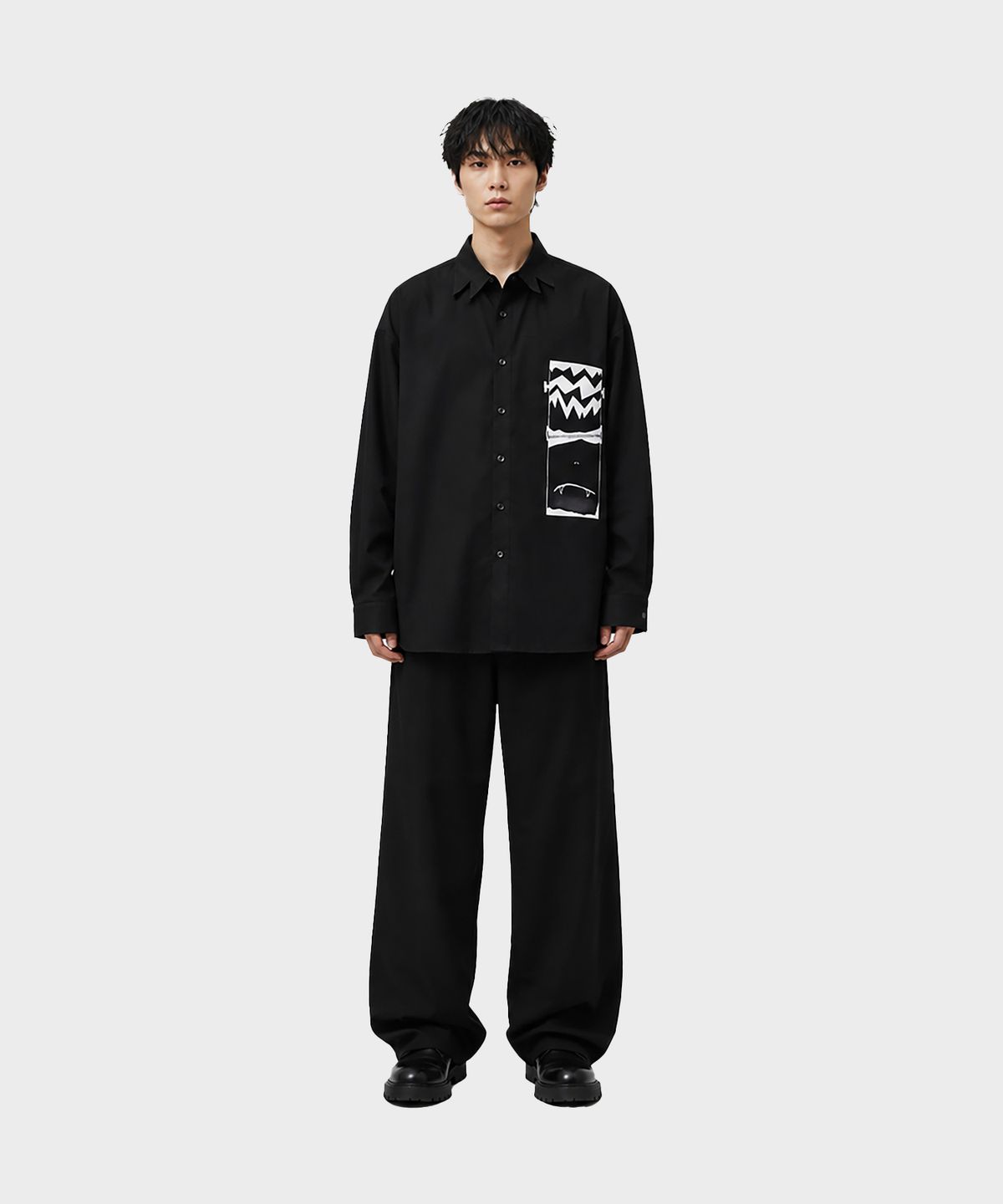 상민(SANGMIN) 재기드 몬스터 블랙 셔츠
