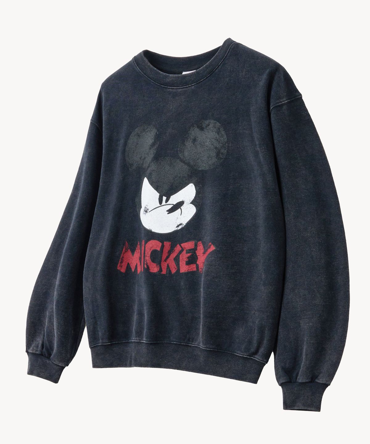 브이투(VTWO) 미네랄 워싱 페이스 _미키_ 스웻셔츠 (BLACK)
