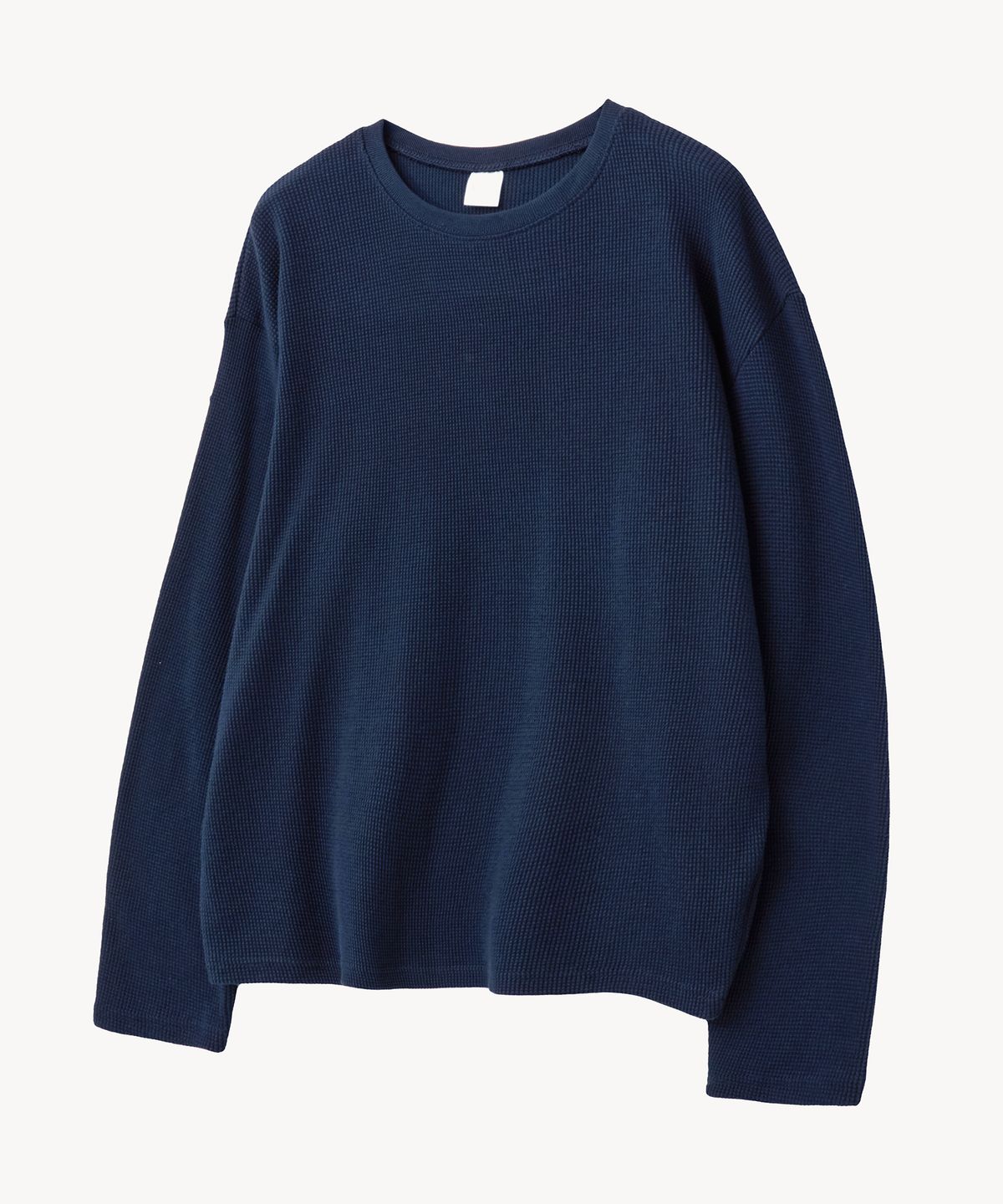 브이투(VTWO) 크롭 와플 롱슬리브 티셔츠 (NAVY)