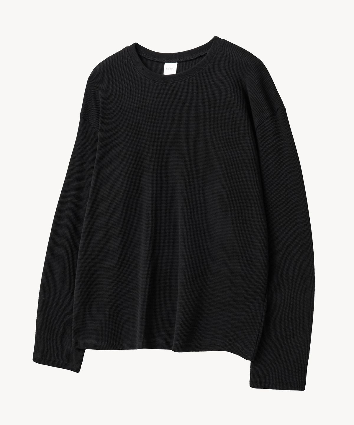 브이투(VTWO) 크롭 와플 롱슬리브 티셔츠 (BLACK)