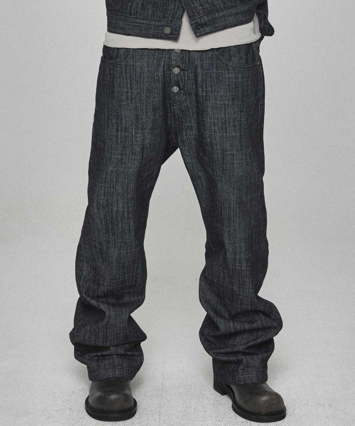 기철(KICHUL) Raw Straight Denim Pants (Black)