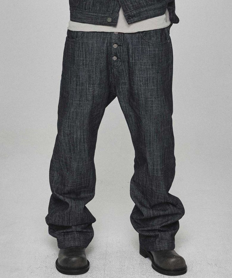 Raw Straight Denim Pants (Black)