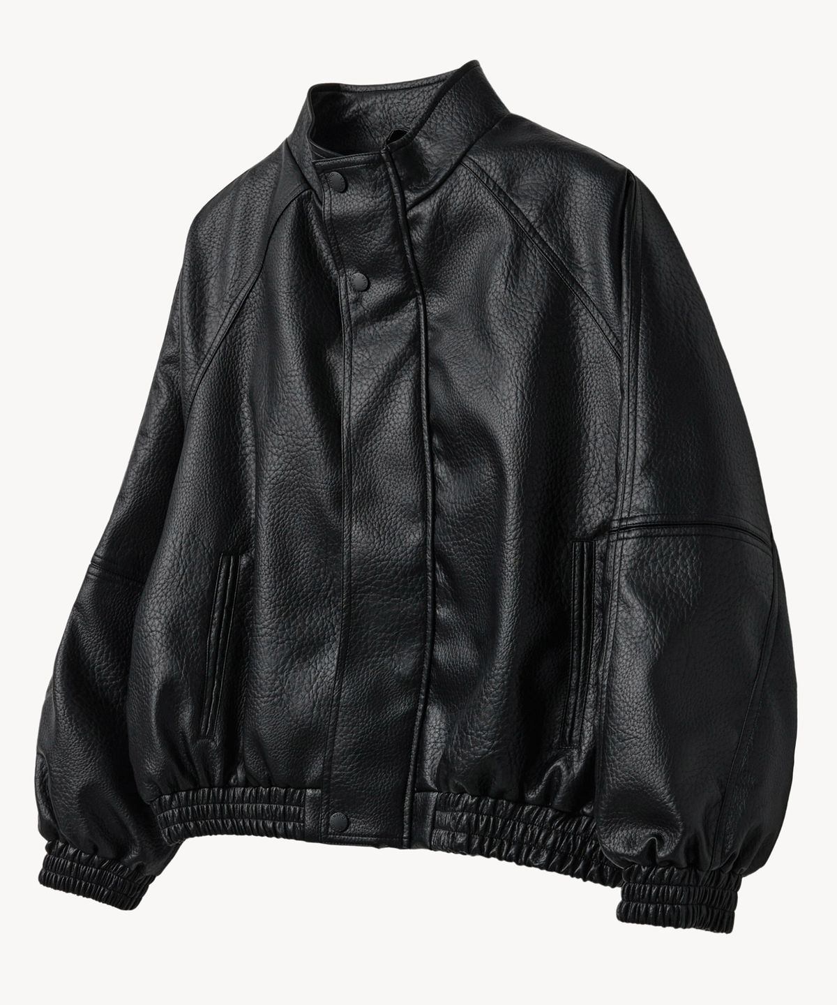 브이투(VTWO) 8309 오버사이즈 레더 블루종 (BLACK)
