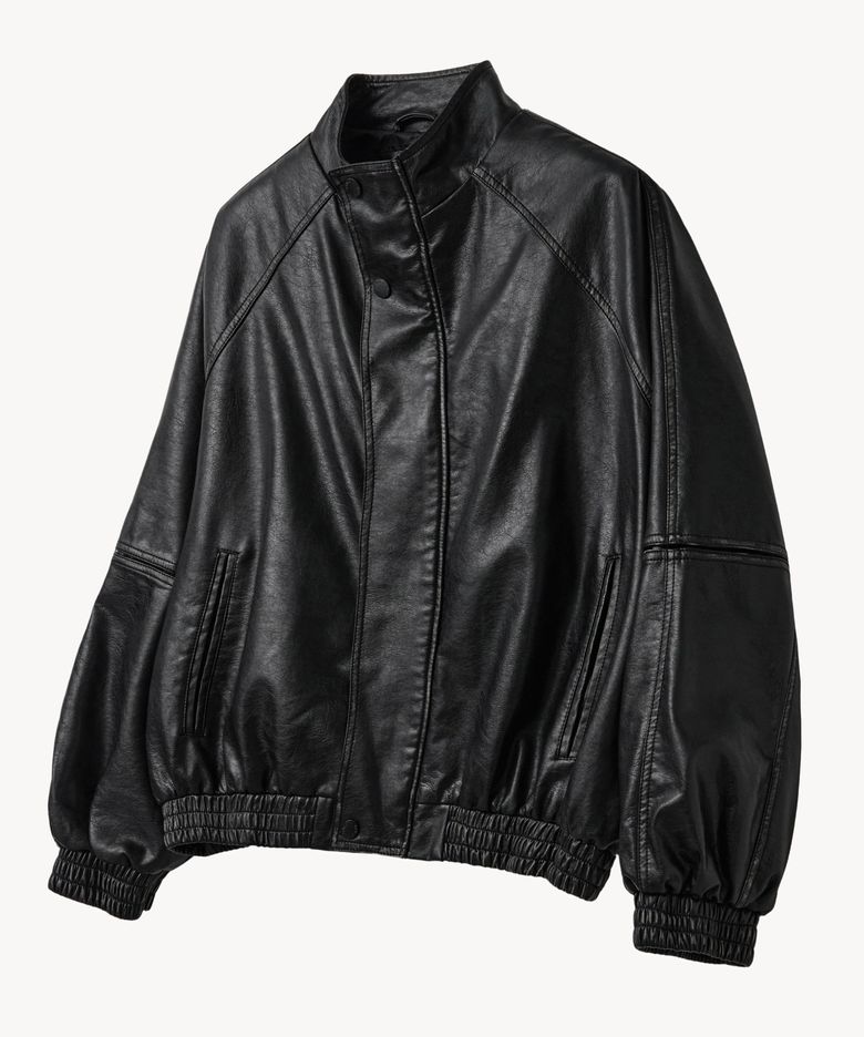 8316 빈티지 워시드 레더 블루종 (BLACK)