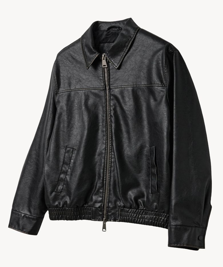 8317 빈티지 워싱 레더 자켓 (BLACK)