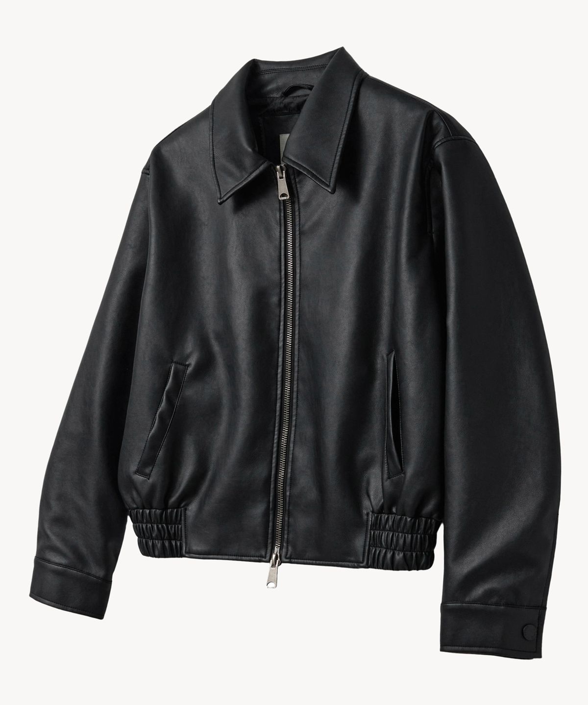 브이투(VTWO) 8324 클래식 크롭 레더 자켓 (BLACK)