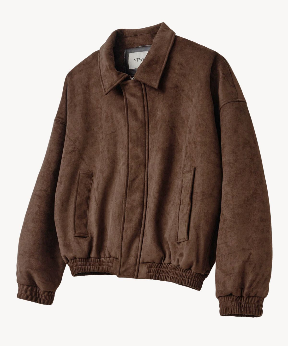 브이투(VTWO) 70305 스웨이드 카라 밴딩 블루종 자켓 (BROWN)