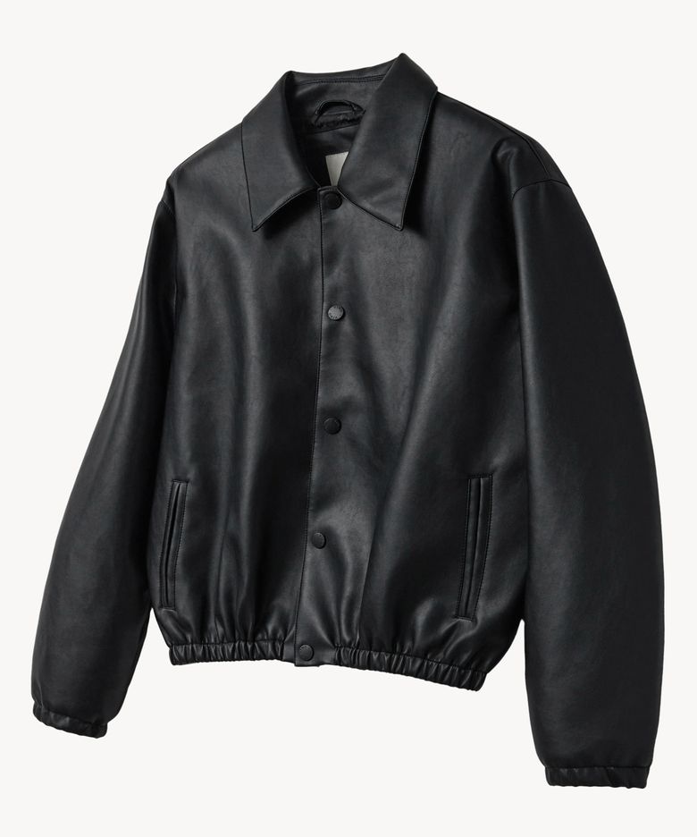 8323 크롭 레더 블루종 (BLACK)