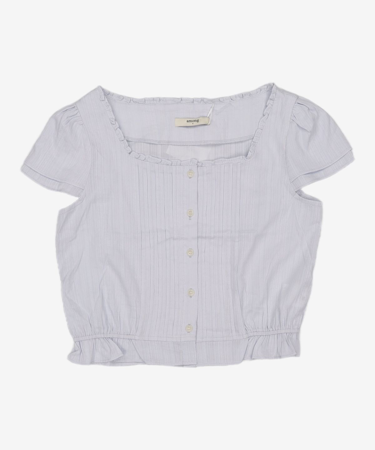 어몽(AMONG) A RUFFLE SQUARE-NECK BLOUSE_LIGHT BLUE S