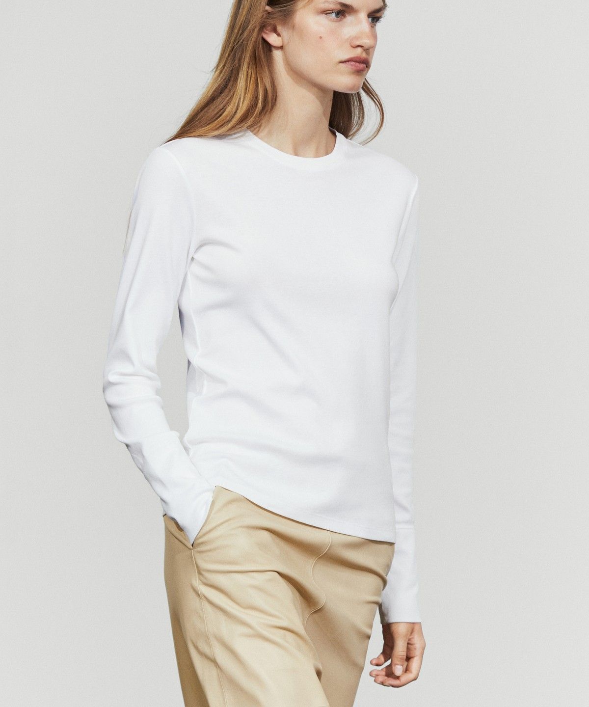마시모두띠(MASSIMO DUTTI) 100% 코튼 긴소매 티셔츠
