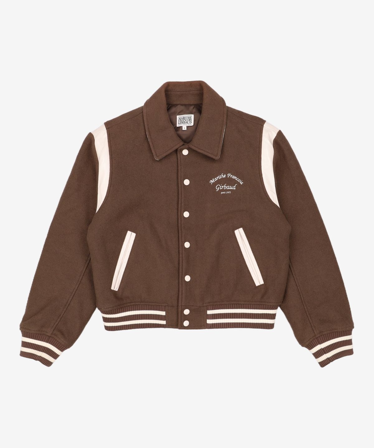 마리떼 프랑소와 저버(MARITHÉ + FRANҪOIS GIRBAUD) WOOL BLENDED VARSITY JACKET brown S
