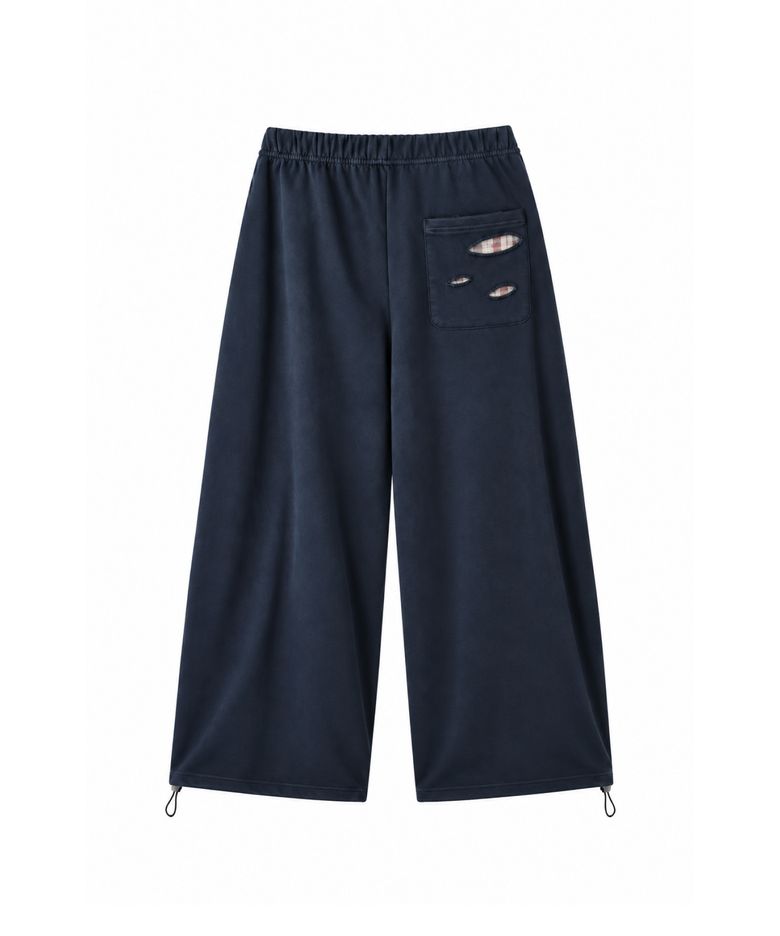 빈티지 체크 데미지 스웻 팬츠_[NAVY]