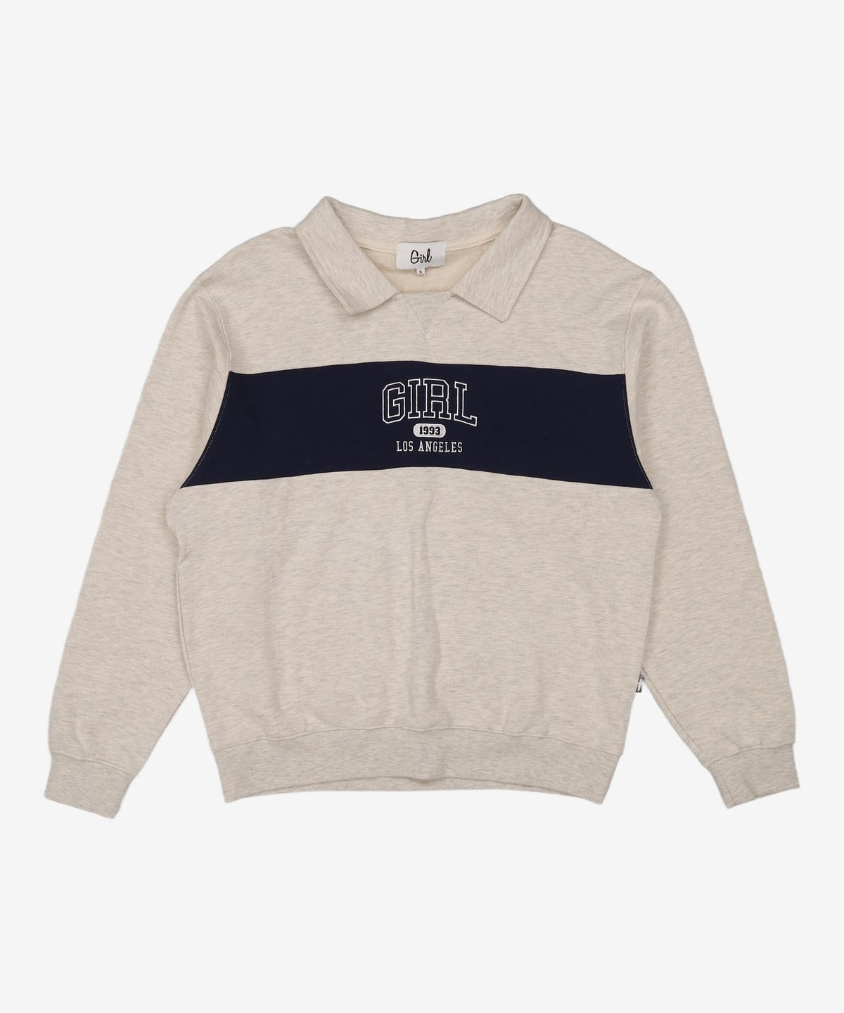 걸스케이트보드(GIRLSKATEBOARDS) BLOCKED COLLEGE COLLAR SWEATSHIRT navy S